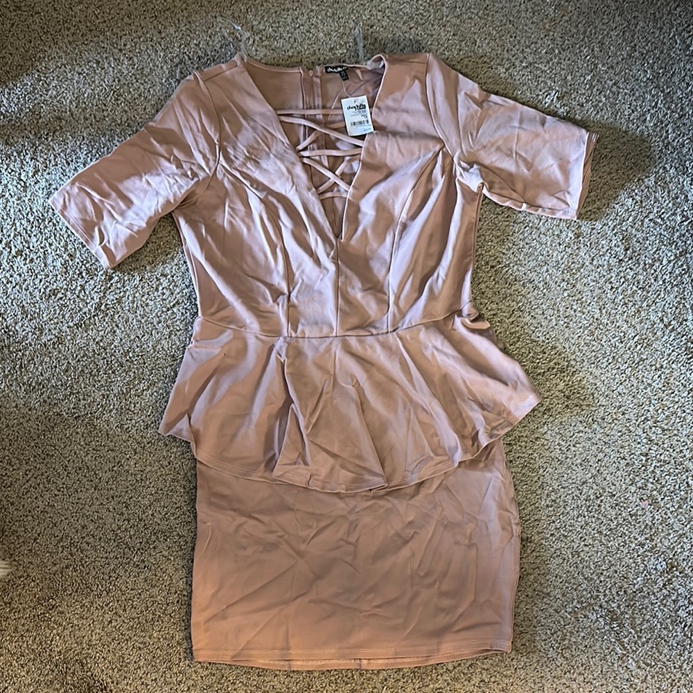 Charlotte Russe Blush Pink Peplum Dress